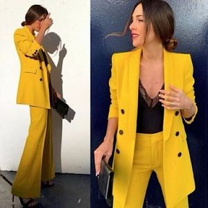 Zara Double Breasted Buttoned Blazer & Pants Suit